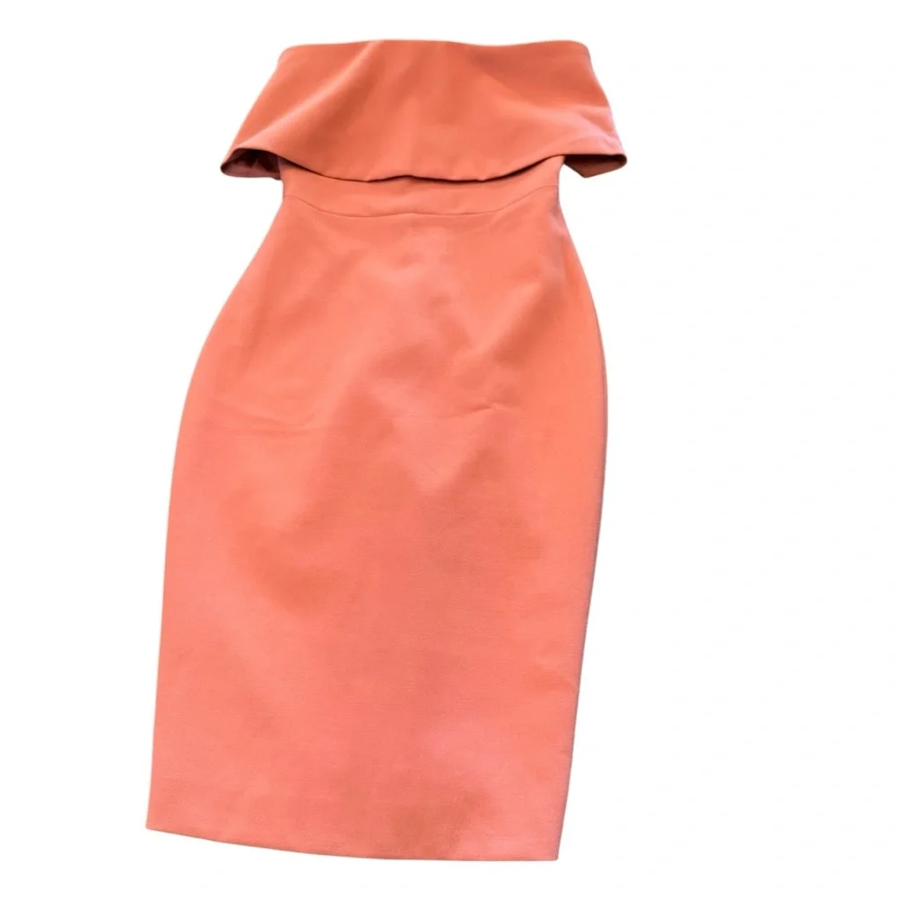 Elizabeth and James Melinda Dress Bodycon Strapless Coral Pink Rose Wedding Sz 4